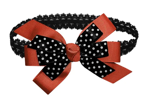 Miniatura 35 de WEBB DIRECT2U WD2U - Diadema elástica con lazo de grogrén de puntos negros para niñas (verde manzana)