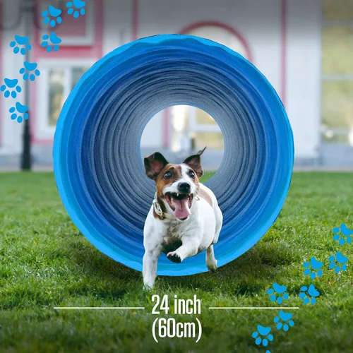 Miniatura 4 de Houseables Túnel para perros, túnel de agilidad para perros, equipo de agilidad, 18 pies, carrera de obstáculos para cachorros, área