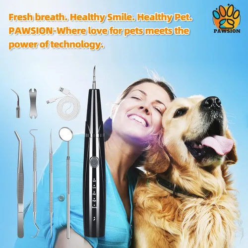 Miniatura 7 de Removedor de placa de perro para dientes, kit de limpiador ultrasónico de dientes de mascotas con luz LED, herramientas dentales eléctricas seguras