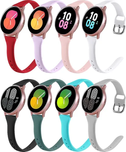 Miniatura 7 de Paquete de 8 correas delgadas compatibles con Samsung Galaxy Watch 4/5/6/7 de 1.575 pulgadas, 1.732 pulgadas, Active 2 de 1.575 pulgadas, 1.732 8
