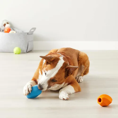 Miniatura 2 de Amazon Basics Juguete Interactivo para Perros Dispensador de Golosinas de Enriquecimiento para Masticar, Mediano, Multicolor, Paquete de 2
