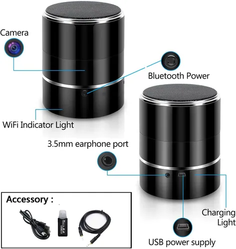 Miniatura 6 de Cámara de altavoz Bluetooth HD1080P, cámara de niñera con WiFi inalámbrico, cámaras de seguridad para la tienda de oficinas en casa, detección