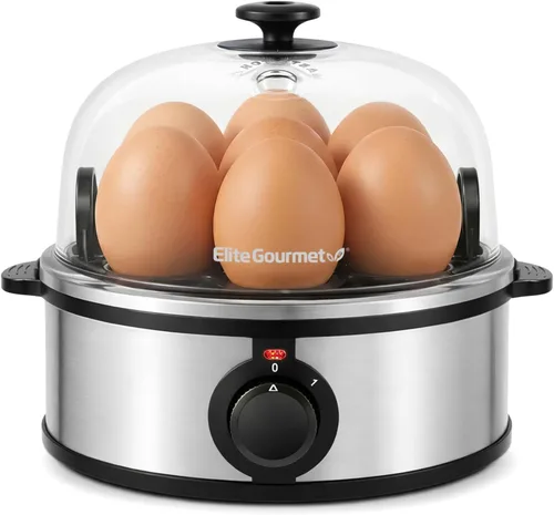 Miniatura 12 de Elite Gourmet EGC710DKG Cocedor Rápido de Huevos, 7 Huevos Hervidos Fáciles de Pelar, Duros, Medianos, Suaves, Escalfador, Máquina para Omelettes