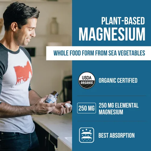 Miniatura 2 de Suplemento de magnesio orgánico de alimentos integrales - A base de plantas, complejo de vegetales marinos orgánicos - 250 mg por porción Extraído