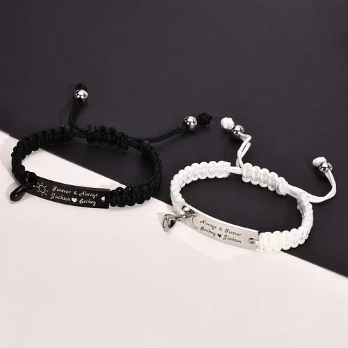 Miniatura 6 de MEALGUET Pulsera personalizada para él pulsera trenzada hecha a mano con nombre grabado, regalo para novio, marido, papá, regalo personalizado