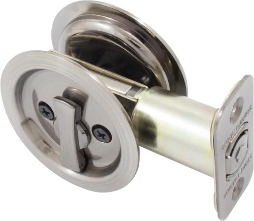Miniatura 7 de Stone Harbor Hardware Cerradura de puerta de bolsillo redondo, función de privacidad, fondo de 2-3/8", níquel antiguo