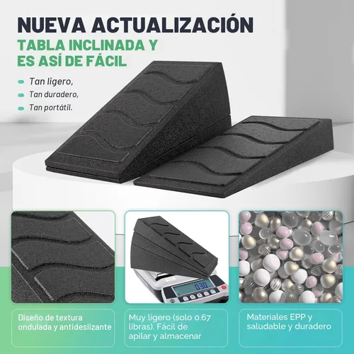 Miniatura 2 de Tabla inclinada para estiramiento de pantorrillas, tabla inclinada de 5 ángulos ajustables para cuña de sentadillas, capacidad de peso de 480