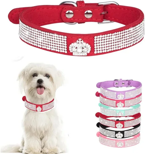 Miniatura 10 de Collares de perro para perros medianos hembras, collar de perro con diamantes de imitación, bonito collar con purpurina para mascotas XXS Xs, S, M