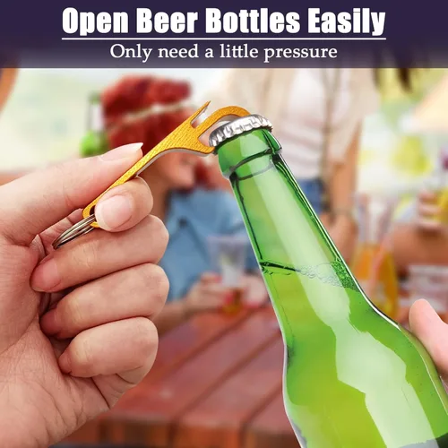 Miniatura 3 de KTOJOY Paquete de 7 abridores de botellas de cerveza coloridos, llavero de metal de alta calidad, pequeño y práctico, fácil de transportar