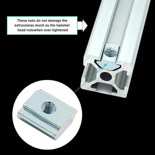 Miniatura 7 de 100 tuercas deslizantes en T serie 20 M3, tuercas deslizantes en T de cabeza de martillo para ranura en T para perfil de extrusión de aluminio serie