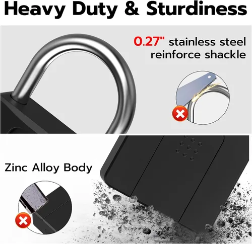 Miniatura 4 de Candado de huellas dactilares, Dhiedas Pad Lock con huella dactilar Bluetooth llave impermeable resistente cerradura de combinación para valla al