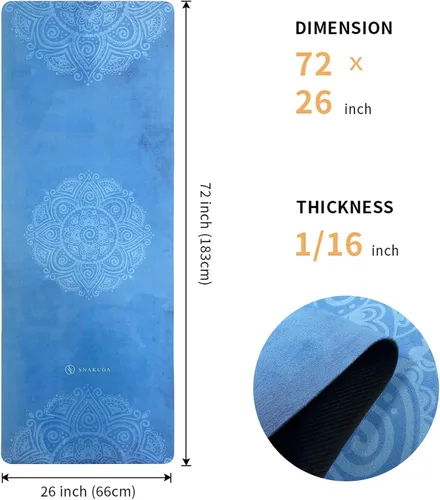 Miniatura 2 de Tapete de yoga de viaje, antideslizante, de gamuza con bolsa de transporte, tapete de fitness multiusos con superficie antidesgarros de alta