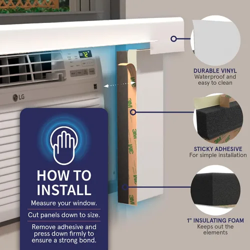 Miniatura 4 de Paneles de aislamiento envolvente Breeze Stop con aislamiento lateral blanco para unidad de aire acondicionado de ventana cubierta de aire