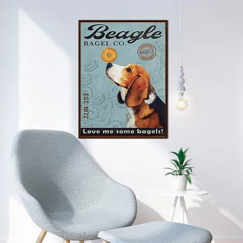 Miniatura 3 de UPABLUNSO Regalo de Navidad Beagle Dog and Bagel 5D Diamond Painting Kits Retro Diamond Art Kits para regalo, arte de gemas para el hogar, oficina