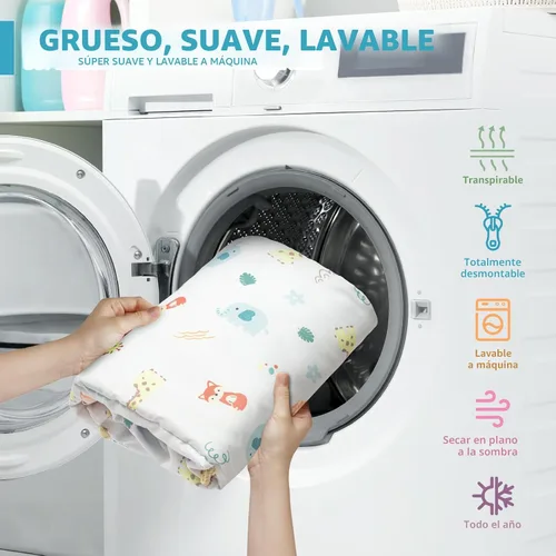 Miniatura 7 de Tapete de juego para bebé, tapete de gimnasio 7 en 1 para desarrollo sensorial y motor, lavable y portátil, tapete de actividad de tiempo boca abajo