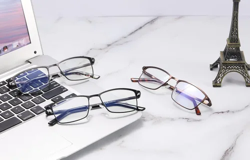 Miniatura 7 de Paquete de 3 lentes de lectura para hombre, bloqueo de luz azul, de metal, marco ancho completo