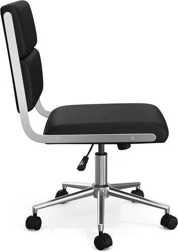 Miniatura 11 de Martha Stewart Lulu - Silla giratoria con asiento ajustable en altura para oficina en casa en piel sintética negra con marco de níquel pulido