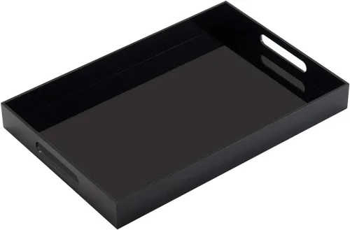 Miniatura 17 de KEVLANG - Bandeja de servir transparente y resistente de acrílico con asas - 12x16 pulgadas - Para servir café, aperitivos, desayuno, mayordomo