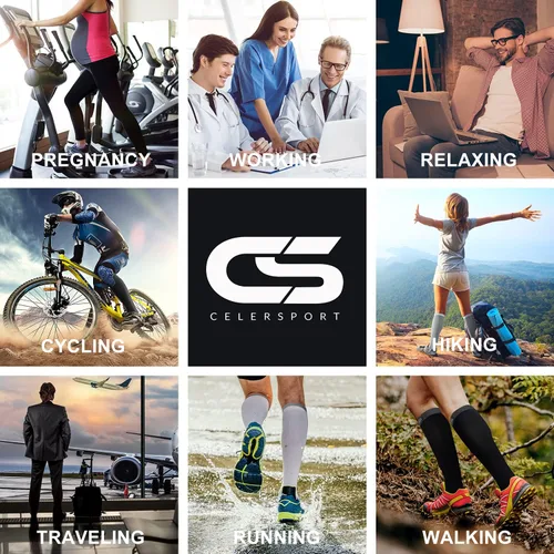 Miniatura 5 de CS CELERSPORT 3 pares de calcetines de compresión de 20 a 30 mmHg para hombres, calcetines de apoyo atlético para correr