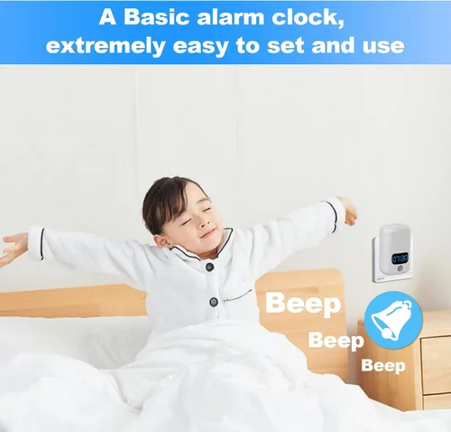 Miniatura 4 de LUXON Luz nocturna LED con sensor de movimiento con reloj despertador digital, reloj de baño enchufable a la pared 4000 K blanco cálido, sensor