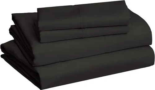 Miniatura 7 de Juego de sábanas de tamaño King, 4 piezas, sábanas negras King, sábanas de lino ultra suaves y transpirables para cama tamaño King, sábanas de cama