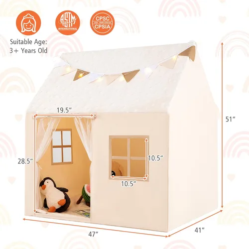 Miniatura 7 de Costzon Tienda de campaña para niños con alfombrilla acolchada, castillo para niños pequeños con cuerda ligera, tela que brilla en la oscuridad