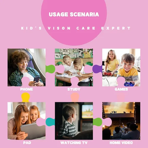 Miniatura 5 de FONHCOO Gafas de bloqueo de luz azul para niños, niños y niñas, marco irrompible, para computadora, juegos, TV Rosa (Round Pink)