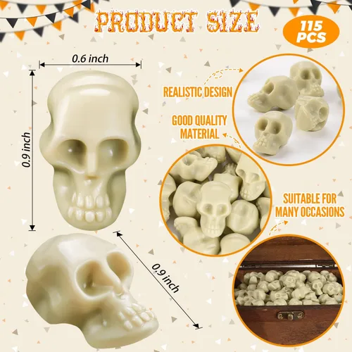 Miniatura 3 de 115 mini cabezas de calavera de plástico, calaveras en miniatura, figuras de calavera de Halloween para bromas de Halloween, bar, decoración de mesa