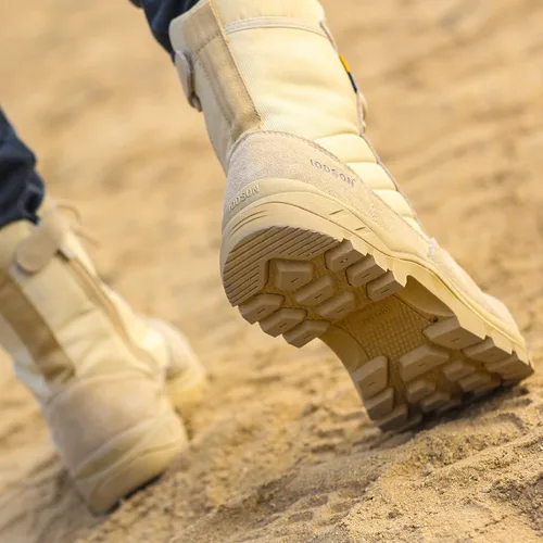 Miniatura 6 de IODSON Botas tácticas militares para hombre con cremallera lateral, botas de trabajo resistentes a pinchazos, botas de combate del desierto, botas