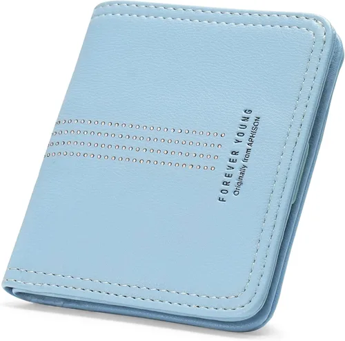 Miniatura 9 de APHISON Cartera de mujer con diseño de dibujos animados para niñas, diseño de doble tirón, multifuncional, Hodlers, 04A125BLUE