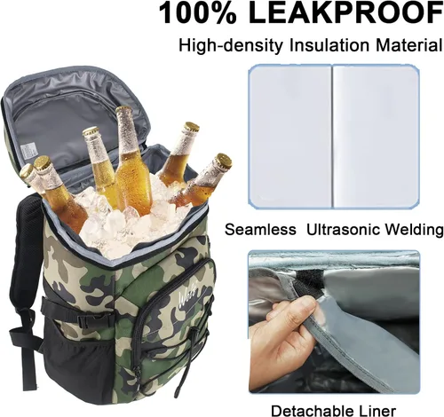 Miniatura 3 de WOLT Mochila enfriadora, 24 latas aisladas, a prueba de fugas, ligera y suave, enfriador de camping, enfriador de playa de gran capacidad, mochila