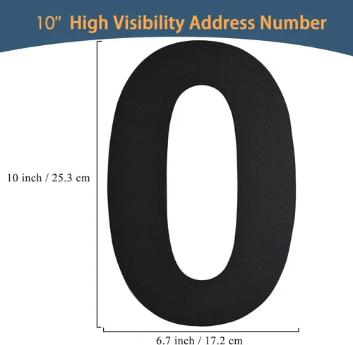Miniatura 3 de BetLight Números de casa modernos, 10 pulgadas de alto, de acero inoxidable, flotante, número de dirección de casa para exteriores/negro/número 0