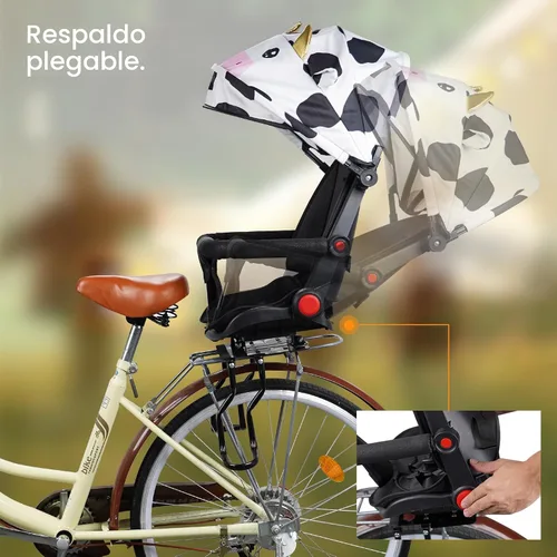 Miniatura 3 de Asiento trasero de bicicleta para niños con respaldo grueso, asiento trasero de bicicleta para niños de 2 a 8 años, talla única (negro, a)
