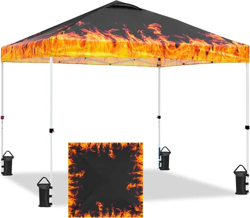 Miniatura 330 de EAGLE PEAK Tienda de campaña desplegable con bolsa de transporte con ruedas, 8 estacas, 4 cuerdas, 4 bolsas de peso, toldo de tienda de campaña