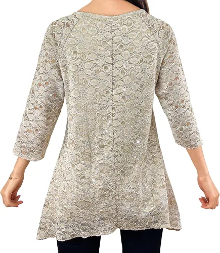 Miniatura 2 de Blusa de punto tipo túnica con estampado floral y encaje para mujer