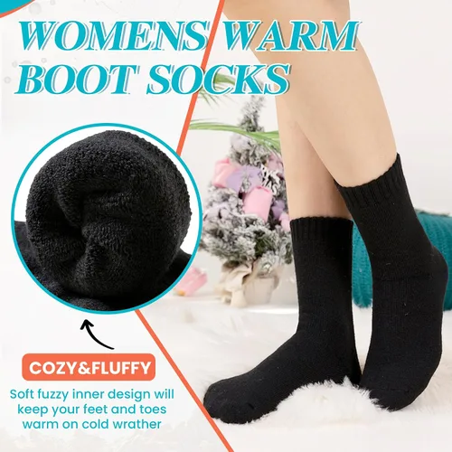 Miniatura 5 de 5 pares de calcetines de lana para invierno, gruesos, para mujer