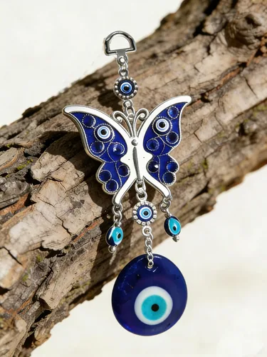 Miniatura 4 de Decoración colgante de pared con diseño de mariposa azul y ojo malvado, amuleto de mariposa para puerta de automóvil, accesorios colgantes de adorno