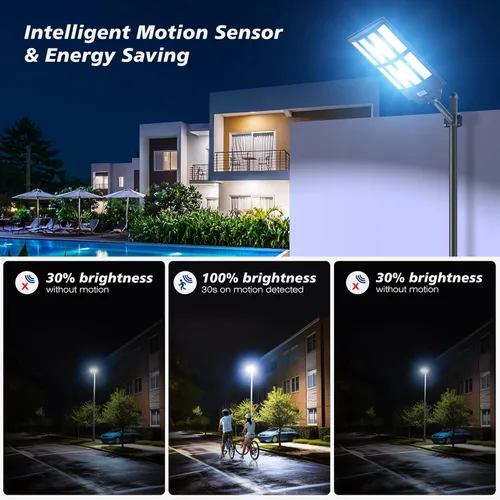 Miniatura 6 de Luces solares de calle de 8000 W para exteriores, gran angular, luces solares al aire libre del atardecer al amanecer, luz de estacionamiento