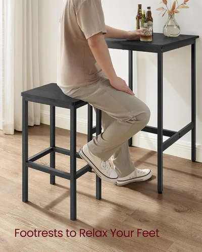 Miniatura 7 de VASAGLE - Juego de mesa de bar y sillas, mesa cuadrada con 2 taburetes, juego de pub para comedor para 2, ahorro de espacio para cocina, desayuno