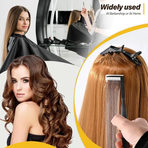 Miniatura 7 de Gomake Kit de herramientas de extensión de cabello con cinta adhesiva de superficie plana de acero inoxidable, pinzas de sujeción de sellado