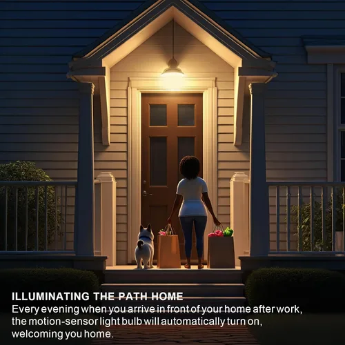 Miniatura 8 de Bombilla con sensor de movimiento, bombilla con detector de activación de movimiento para interiores, luz nocturna de seguridad del atardecer al