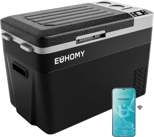 Euhomy - Refrigerador de 12 voltios, enfriador eléctrico de 32 cuartos de galón (30L), refrigerador para automóvil con control por aplicación,