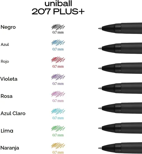Miniatura 5 de Uniball™ 207 Plus+ Bolígrafos de gel retráctiles, punta media (0.028 in), tinta negra, paquete de 12 Negro
