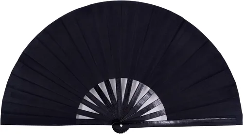 Abanicos plegables grandes para bailar en línea, grandes abanicos de aplausos para baile, fiesta, decoración, festival (negro)