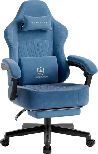 Miniatura 12 de GTPLAYER Silla de juegos grande y alta con reposapiés, sillas de videojuegos de asiento extra ancho para adultos - Respaldo alto ergonómico