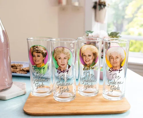 Miniatura 3 de Silver Buffalo The Golden Girls Frames - Vasos de 10 onzas con logotipo, juego de 4 Vasos de bar para mimosas, cócteles