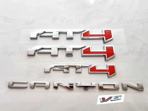 Kit de emblemas de Canyon AT4 V6, 5 unidades, insignia 3D, repuesto para guardabarros trasero Dorr para Canyon 2021-2022 (rojo cromado)