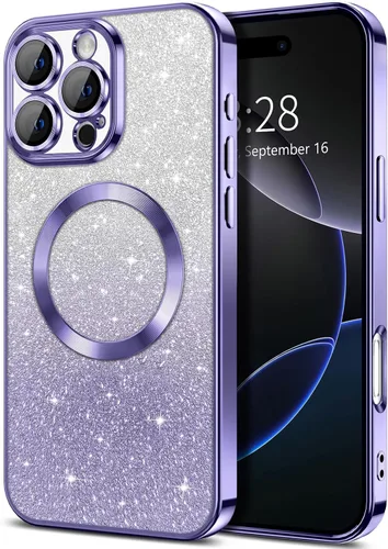 Miniatura 18 de Hython Funda para iPhone 13 Pro transparente con purpurina magnética [compatible con MagSafe] Protector completo de lente de cámara delgado