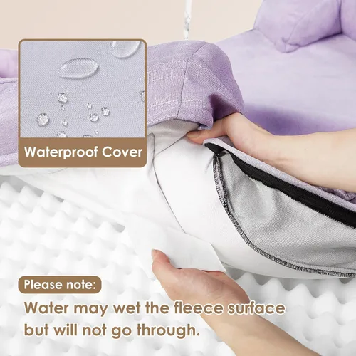 Miniatura 68 de EHEYCIGA – Cama ortopédica impermeable para perros pequeños, de espuma viscoelástica tipo caja de huevos, con bordes elevados y base antideslizante