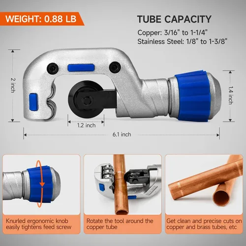Miniatura 8 de iCrimp Herramienta de presión para tubo de cobre 1/4"-7/8" para líneas de refrigerante HVAC/R, conexión de ajuste hermético sin soldadura con anillo